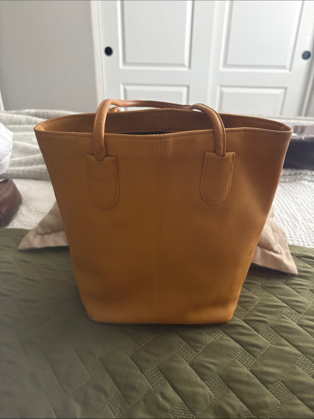Classic Mustard Leather Tote Bag - Women